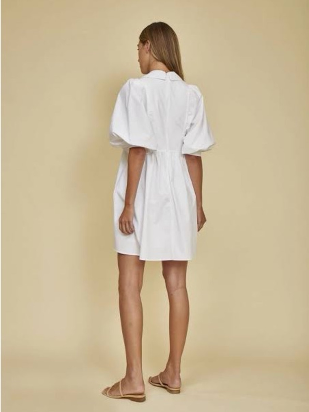 HUNTER BELL White Puff-Sleeve V-Neck Noah Mini Dress - Picture 3 of 8